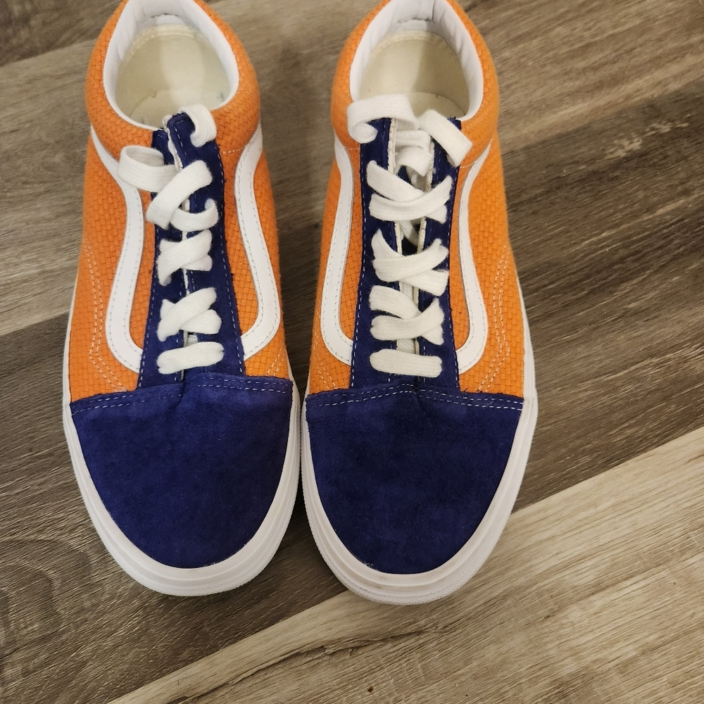Vans Old Skool Orange & Blue Sneakers Women's Size 9.5 Streetwear Skate Shoes - Picture 12 of 16